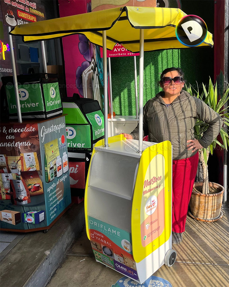CARRITO EXHIBIDOR CON SOMBRILLA NATESTORE